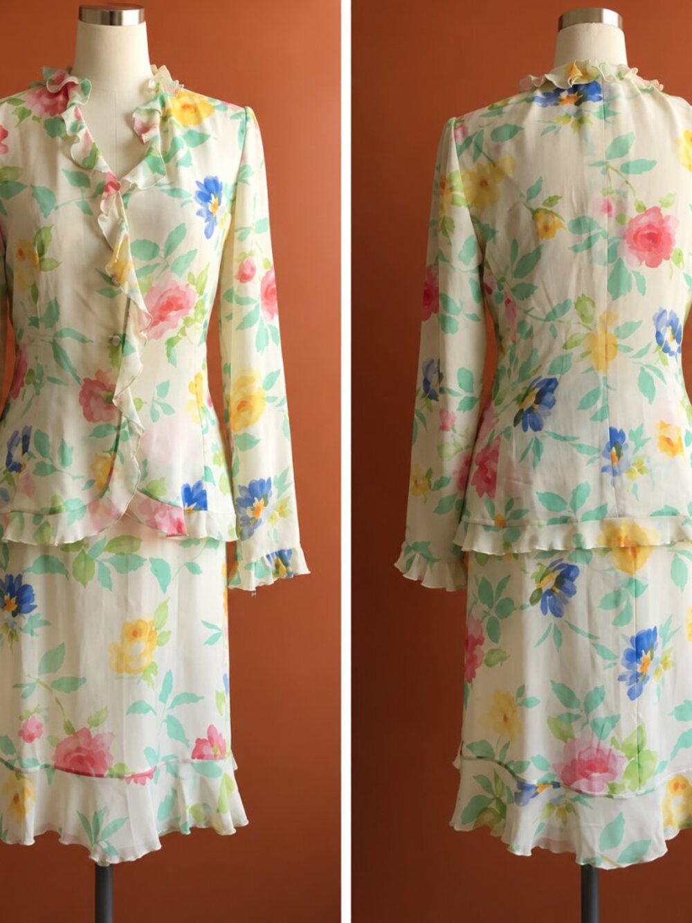 VINTAGE GRUPPO GEF SKIRT SET TAILLER FLORAL S/6